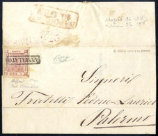 Cover 1858, Lettera Da Napoli Il 16.1 Per Palermo Affrancata Con 5 Gr. Rosa Brunastro I Tavola, Bollo "ANNULLATO" Sul Ve - Napoli