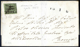 Cover 1858, Lettera Da Frascati Il 1.8 Per Roma Affrancata Con 2 B. Verde Oliva, Con Timbro Del Sevizio Postale Privato  - Kerkelijke Staten