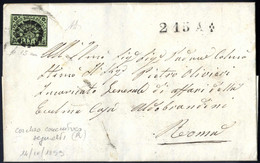 Cover 1859, Lettera Da Frascati Il 14.9 Per Roma Affrancata Con 2 B. Verde Oliva,con Timbro Del Sevizio Postale Privato  - Stato Pontificio