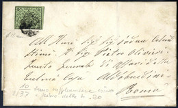 Cover 1857, Lettera Da Frascati Per Roma Affrancata Con 2 B. Verde Oliva Annullato Con Cerchio Con Segmenti Concetrici ( - Papal States