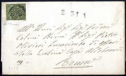 Cover 1857, Lettera Da Frascati Il 31.1 Per Roma Affrancata Con 2 B. Verde Oliva Annullato Con Cerchio A Puntini (Muto I - Stato Pontificio