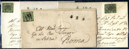 Cover 1858, 3 Lettere Da Frascati Per Roma Affrancate Con 2 B. Verde Oliva, Tutte Con Timbri Del Sevizio Postale Privato - Papal States