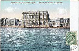 CTN80 - LEVANT FRANCAIS -  BLANC 5c  CPA PALAIS DE DOLMA CONSTANTINOPLE STAMBOUL 13/10/1904 NON ECRITE - Lettres & Documents