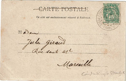 CTN80 - LEVANT FRANCAIS -  BLANC 5c  CPA  CONSTANTINOPLE STAMBOUL / MARSEILLE 24/10/1903 - Lettres & Documents