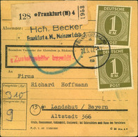 1947, Hoch Frankierte Paketkarte Ab FRANKFURT (M) - Autres & Non Classés