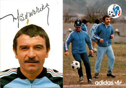 Carte Postale Football Foot Sport Equipe De France De 1979 Marque Sponsor Adidas Bourrier Marc Entraîneur Adjoint B.Etat - Football