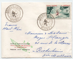 NOUVELLE CALEDONIE -  PECHE A L'EPERVIER - NOUMEA / 1962  PA67 SUR ENVELOPPE FDC VOYAGEE POUR L'ALSACE (ref LE4742) - Brieven En Documenten