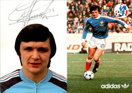 Carte Postale Football Foot Sport Equipe De France De 1979 Marque Sponsor Adidas Piasecki Francis En B.Etat - Soccer