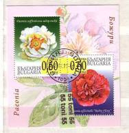 2010 Flora – Flowers (Paconia) S/S- Used/oblit.(O)  Bulgaria / Bulgarie - Gebraucht