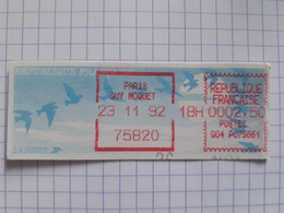 Paris Guy Moquet 75820 - 23-11-92 - G04 PC75661 Tarif 2.50 - 1990 Type « Oiseaux De Jubert »