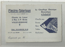 Carte De Visite Villeurbanne 69 - Electro Calorique Chauffage Electrique ...chemin De Luizet Et Rue Brédy - Visiting Cards