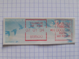 Villeneuve Sur Yonne 89500 - 07-01-94 - G03 PC89064 Tarif 2.80 - Sans H De Levée - 1990 Type « Oiseaux De Jubert »