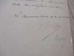 LAs Autographe Signée Général De Cissey + Coupure Et Estampe 1869 Affaires Militaires - Other & Unclassified