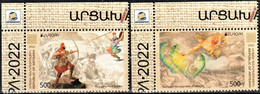Artsakh 2022 "Europa.Epics & Legends""Birth Of Vahagn God Offire","King Hayk & Bel" 2v Perforated Quality:100% - Armenia