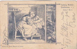 B1457) LUDWIG RICHTER Postkarten Serie 1 Nr. 3 - Mutter Kind In Der Nacht Beim Bett - Dt. Städteausstellung DRESDEN 1903 - Richter, Ludwig