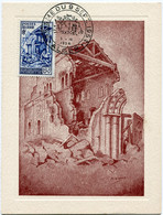 ALGERIE CARTE MAXIMUM DU N°320 AU PROFIT DES SINISTRES D'ORLEANSVILLE AVEC OBL ILL SEISME DU 9 SEPT 1954 5-12-54 ALGER - Cartoline Maximum