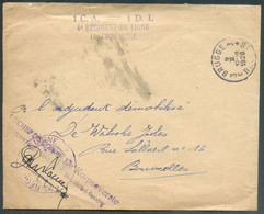 Enveloppe (avec Son Contenu) Obl. Sc BRUGGE 3 Du 9-II-1926 + Griffe Violette 1 C.A. 1.DI. 4° Régiment De Ligne 10° COMPA - Legerstempels