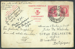 E.P. Carte Réponse 60 + 40c. Houyoux Obl. Brésilienne SAO PAULO EXTERIOR BRASIL 17-II-1934 Vers Bruxelles.  Rare Depuis - Cartoline 1909-1934