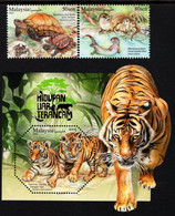 Malaysia - 2022 - Threatened Wildlife - Macaque, Broadbill, Terrapin, Otter, Tiger - Mint Stamp Set + Souvenir Sheet - Malaysia (1964-...)