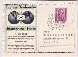 Schweiz - 1937 Tag Der Briefmarke / Journée Nationale Du Timbre - D/F Dunkelblau/türkis - Giornata Del Francobollo