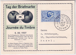 Schweiz - 1937 Tag Der Briefmarke / Journée Nationale Du Timbre - D/F Dunkelblau/türkis - Giornata Del Francobollo