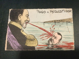 Guerre Russo Japonaise–Togo Et Rodjesvinsk-carte Signée Marmonier - Humorísticas