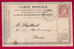 N°58 PARIS ETOILE 15 R BONAPARTE CARTE PRECUSEUR N°1 POUR PARIS LETTRE COVER FRANCE - 1849-1876: Periodo Classico