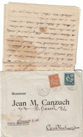 CTN80 - LEVANT FRANCAIS - MOUCHON 15c+1p/25c  LETTRE  AVEC CONTENU SMIRNE / CONSTANTINOPLE 13/5/19145 - Lettres & Documents