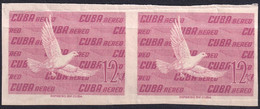 1956-424 CUBA REPUBLICA 1956 12c IMPERFORATED PROOF PAIR BIRD AVES PAJAROS. - Sin Dentar, Pruebas De Impresión Y Variedades