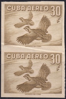 1956-426 CUBA REPUBLICA 1956 30c IMPERFORATED PROOF PAIR BIRD AVES PAJAROS. - Non Dentelés, épreuves & Variétés