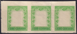 1951-407 CUBA REPUBLICA 1951 1c IMPERFORATED CENTER PROOF TRIP NAVIDAD CHRISTMAS TREE. - Imperforates, Proofs & Errors