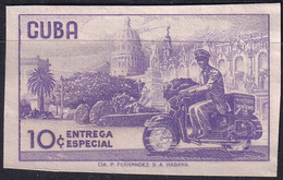 1960.343 CUBA 1960 10c IMPERFORATED PROOF SPECIAL DELIVERY MOTO POSTMAN. - Imperforates, Proofs & Errors