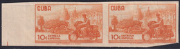 1961.198 CUBA 1961 10c IMPERFORATED PROOF SPECIAL DELIVERY PAIR MOTO POSTMAN. - Imperforates, Proofs & Errors