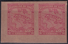 1914-168 CUBA REPUBLICA 2c IMPERFORATED PROOF CARBOARD CUBAN MAP. - Imperforates, Proofs & Errors