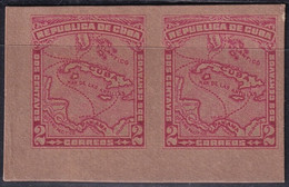 1914-168 CUBA REPUBLICA 2c IMPERFORATED PROOF CARBOARD CUBAN MAP. - Ongetande, Proeven & Plaatfouten