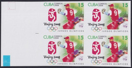 2008.415 CUBA 2008 15c MNH IMPERFORATED PROOF CHINA OLYMPIC GAMES BASEBALL BEISBOL. - Imperforates, Proofs & Errors
