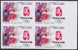 2008.417 CUBA 2008 75c MNH IMPERFORATED PROOF CHINA OLYMPIC GAMES VOLLEYBALL. - Geschnittene, Druckproben Und Abarten