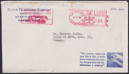 FM-230 CUBA 1959 PITNEY BOWES COVER CUBAN TELEPHON CO. PERMISO 15. - Cartas & Documentos