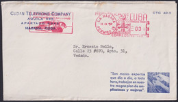 FM-230 CUBA 1959 PITNEY BOWES COVER CUBAN TELEPHON CO. PERMISO 15. - Brieven En Documenten