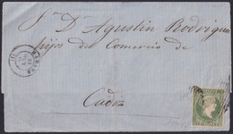 1857-H-350 CUBA ANTILLAS 1857 1r. COVER HABANA TO CADIZ OCT 1861. - Prephilately