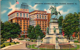 Virgina Richmond Washington Monument And Hotel Richmond 1954 - Richmond