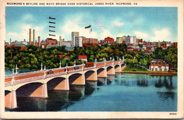 Virginia Richmond Skyline And Mayo Bridge Over James River 1937 - Richmond