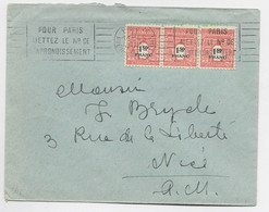 ARC TRIOMPHE 1FR50 BANDE DE 3 LETTRE PARIS 17 JUIN 1947 AU TARIF - 1944-45 Triumphbogen