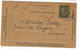 Carte Lettre 15c Semeuse Lignée Storch B8 Yv 130-CL7 Mill 927 Ob Suresnes - Letter Cards