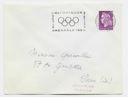 CHEFFER 30C VIOLET LETTRE MECANIQUE SECAP JEUX OLYMPIQUES GRENOBLE 1968 GRENOBLE R.P. AN ? 1968 - Cachets Manuels