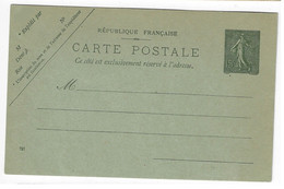 Carte Postale Entier 15c Semeuse Mill 727 Storch B1 Yv 130-CP1 Date 1° Tirage - Cartoline-lettere