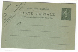 Carte Postale Entier 15c Semeuse Mill 727 Storch B1 Yv 130-CP1 Date 1° Tirage - Cartes-lettres