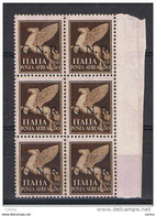 R.S.I.:  1944  P.A. ALLEGORIE  -  50 C. BRUNO  BL. 6  N. -  SASS. 118 - Posta Aerea