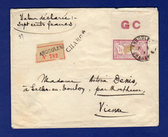FRANCE    Oblitérés   Type Merson    Y. Et T.  N° 121 Papier GC Sur Lettre Recommandée Et Valeur Déclarée - 1900-27 Merson