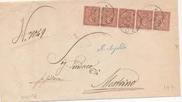 1882 MONTEGALDA VICENZA CORSIVO DI COLLETTORIA RURALE  VERDE + PADOVA CERCHIO SU STRISCIA DI 5 0,02 - Marcofilie
